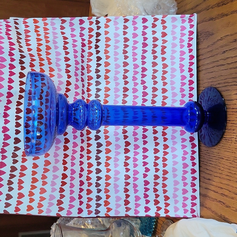 VINTAGE Roselli Cobalt blown glass floating candle holder